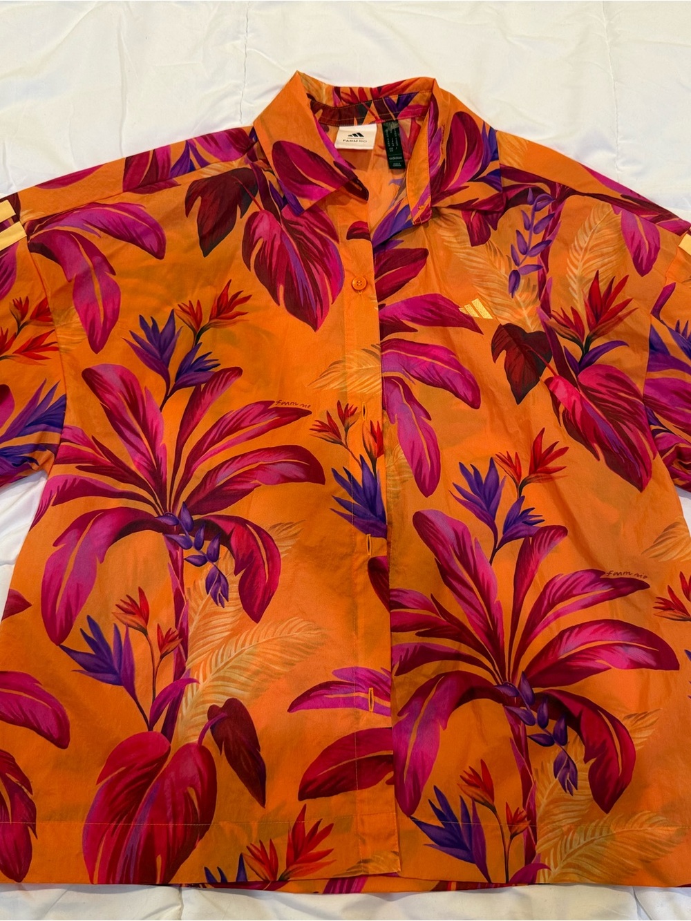Adidas x Farm Rio Orange Tropical Print Oversized Overshirt